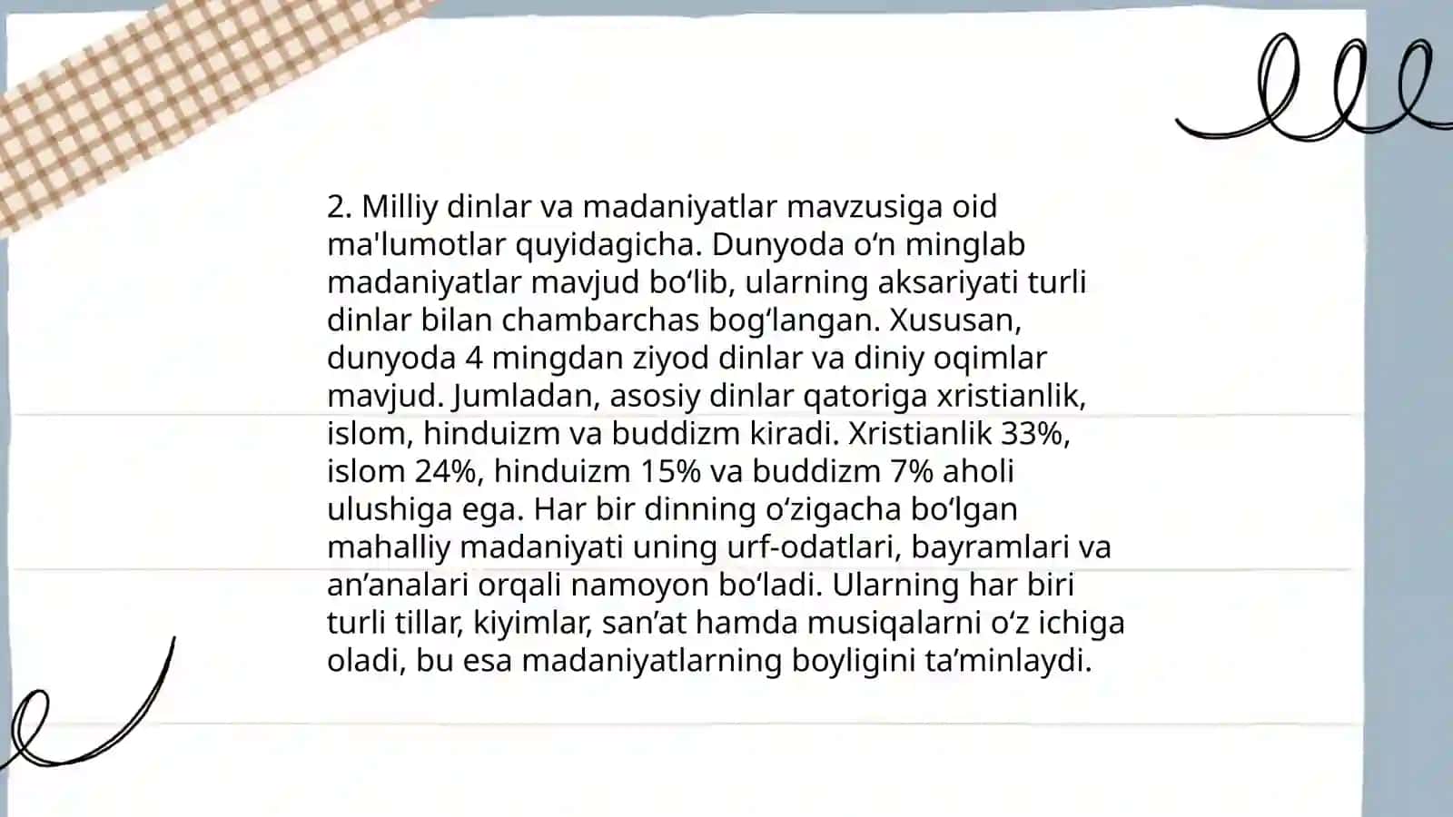 Milliy dinlar 4