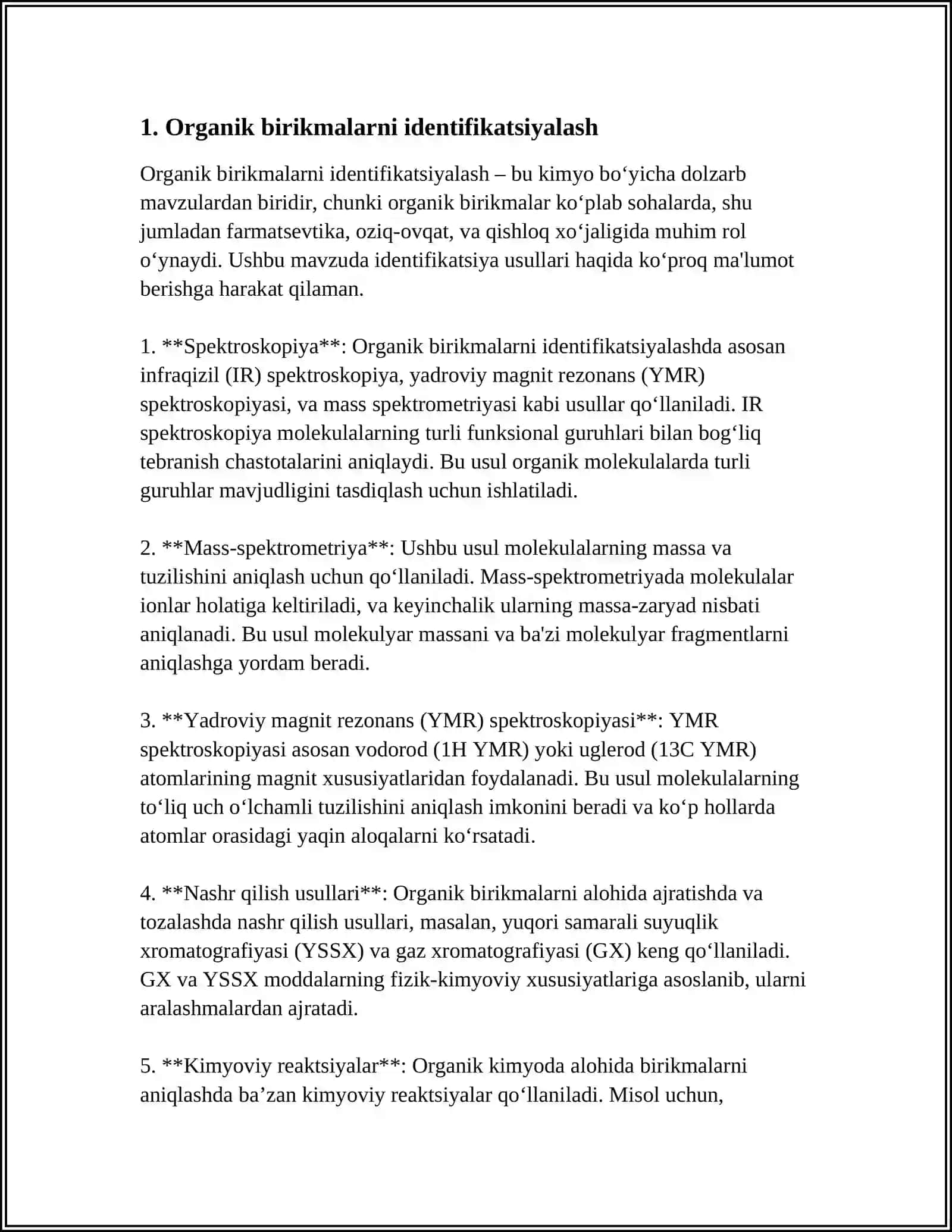 ORGANIK BIRIKMALAR NOMENKULATURASINING ASOSIY PRINSIPI. IYUPAC NOMENKLATURASI 4