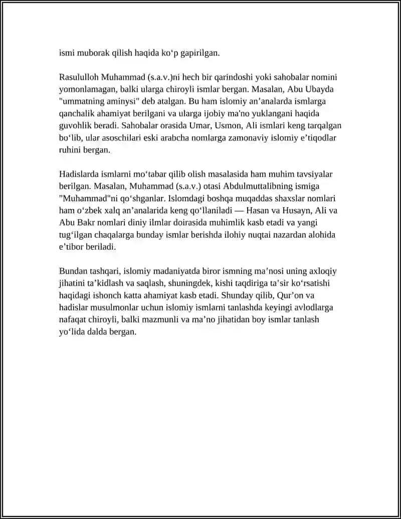 DINIY VA MUQADDAS NOMLARNI KELIB CHIQISHI 4