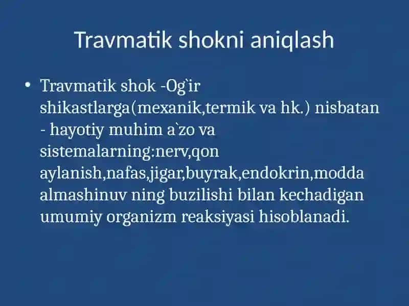 Travmatik shok.Uzoq vaqt bosilish sindromi 4