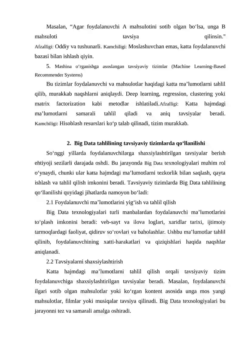 Tavsiyaviy Tizimlar va Big Data Tahlili 4