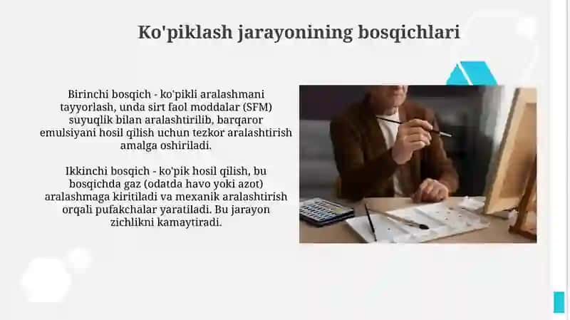 Ko'piklash usuli orqali olingan to'ldirgichlarni hisoblash 4