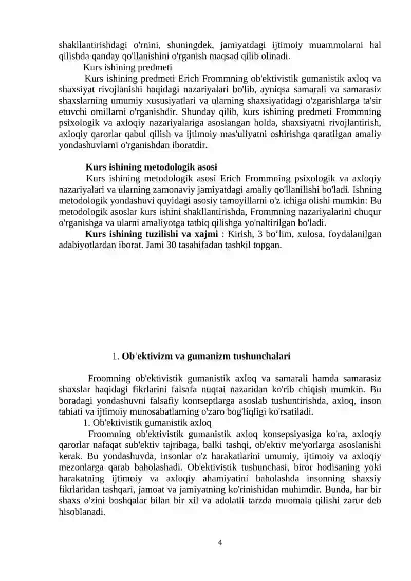 Ob'ektivistik gumanistik axloq va samarali va samarasiz shaxsning umumiy xususiyatlari.Froom 4
