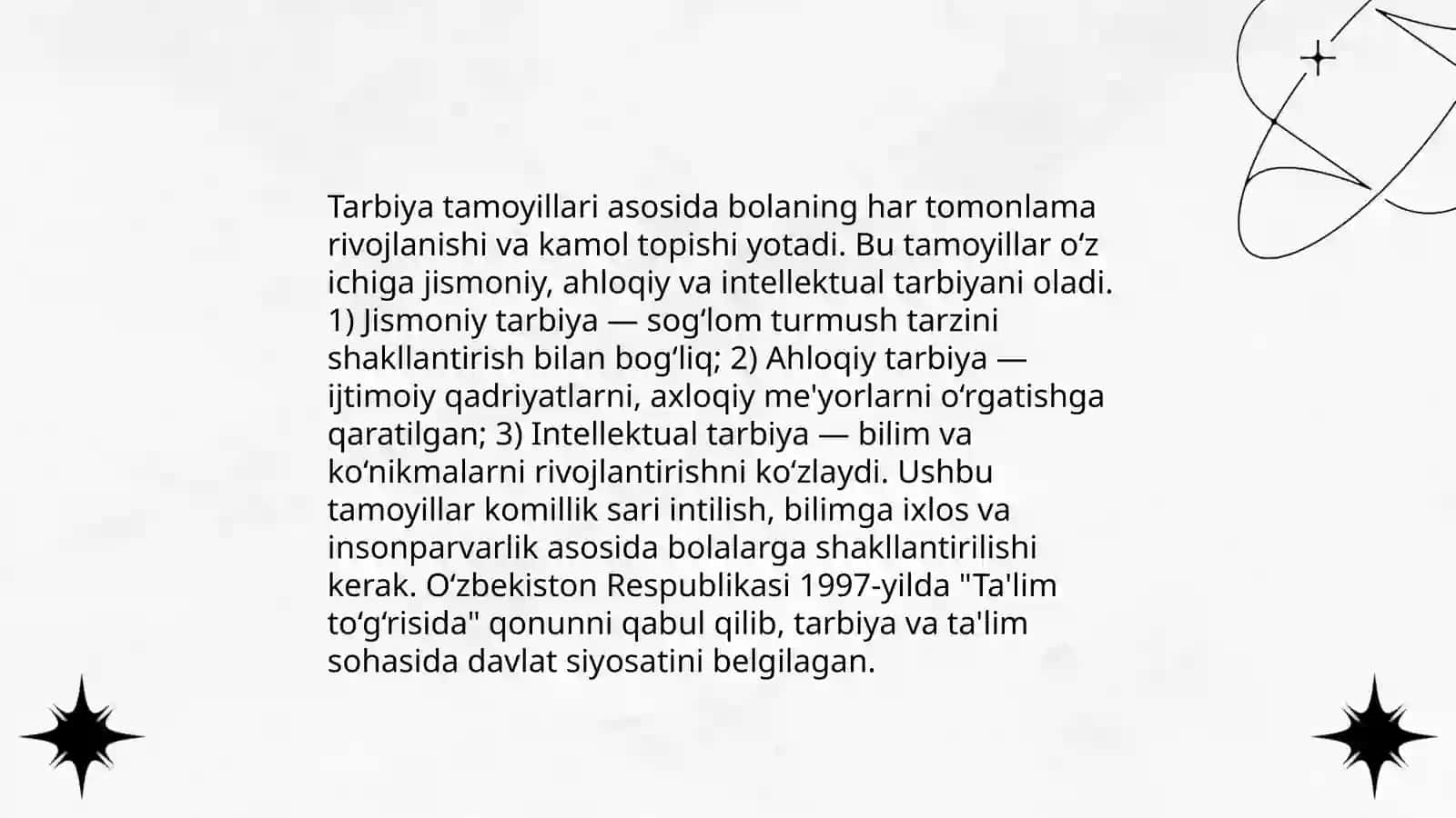Tarbiya jaroyoning mohiyati mazmuni tarbiya tamoyillari va metodlari 4