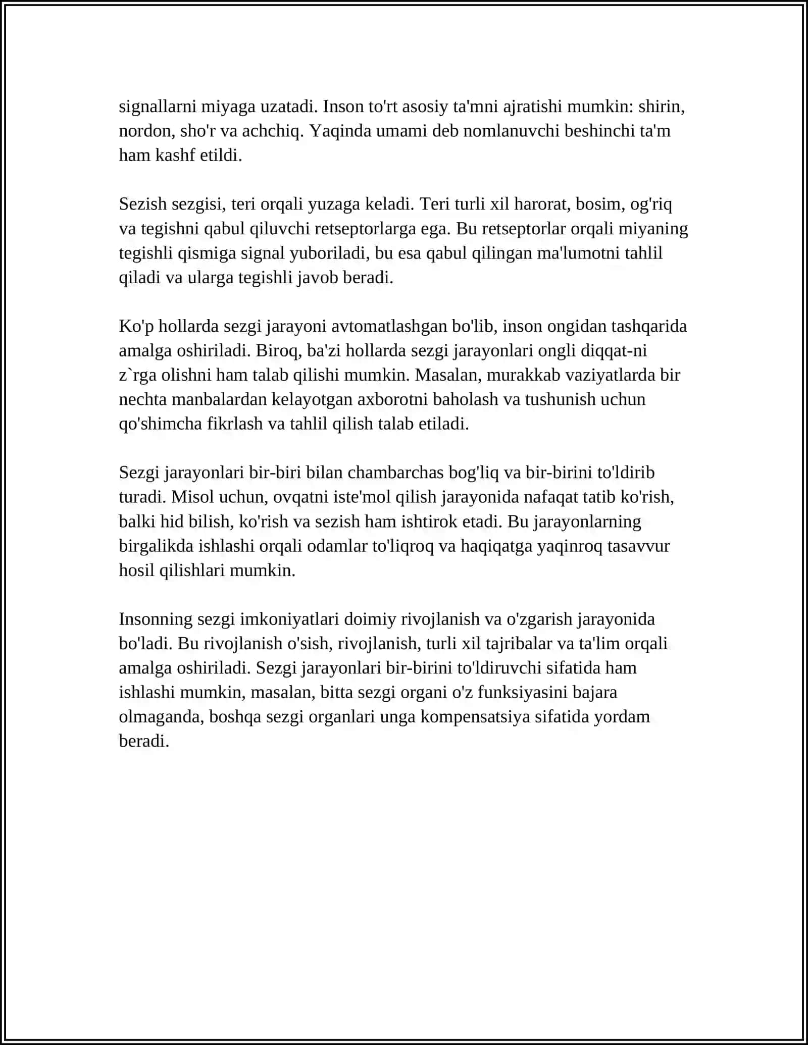 SEZGINING REFLECTOR VA RETSEPTOR NAZARIYALARI.SEZGILARNING NERV-FIZIOLOGIK ASOSLARI 4