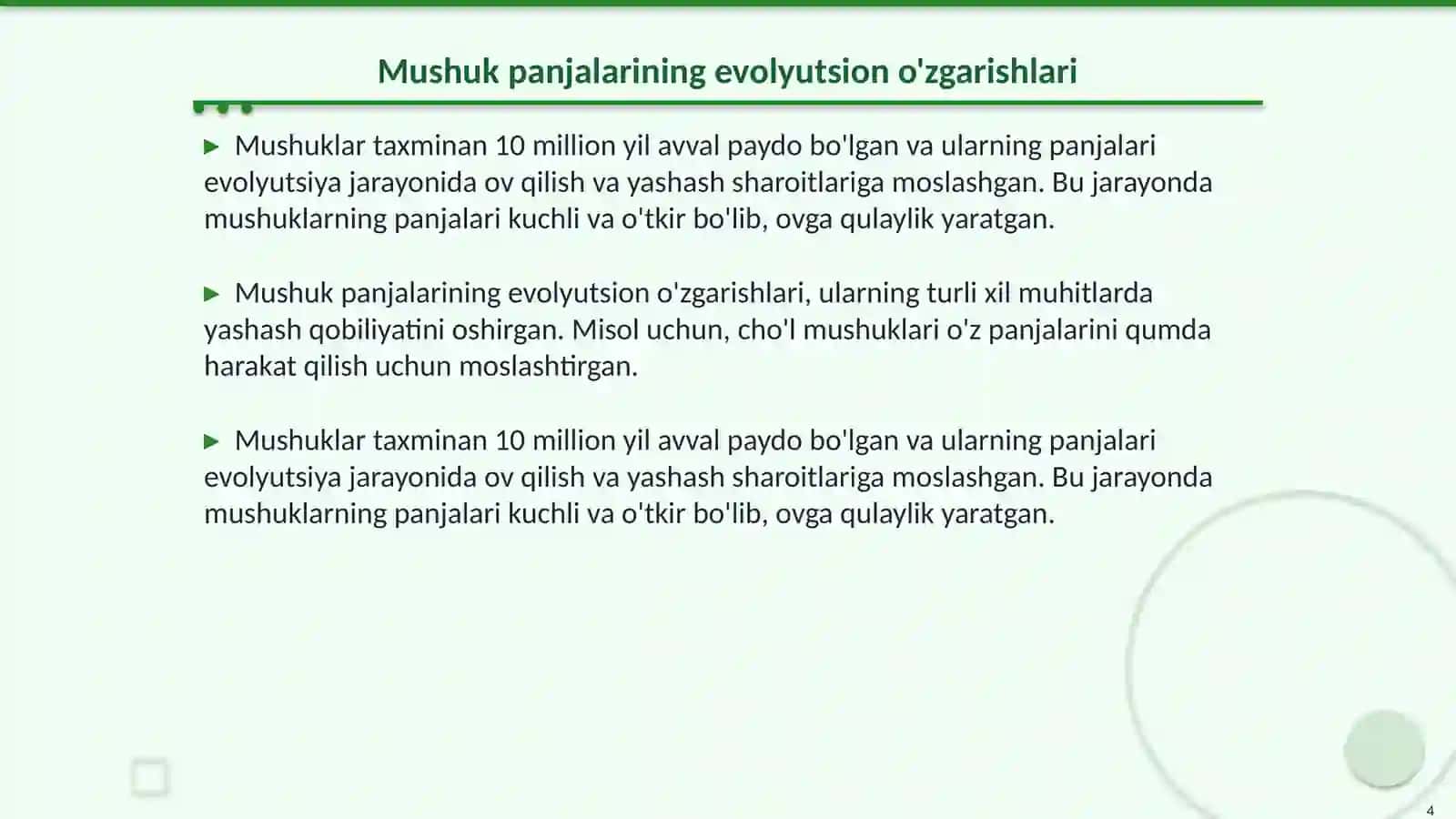 Mushuk panjalarining ayri bòlishi 4