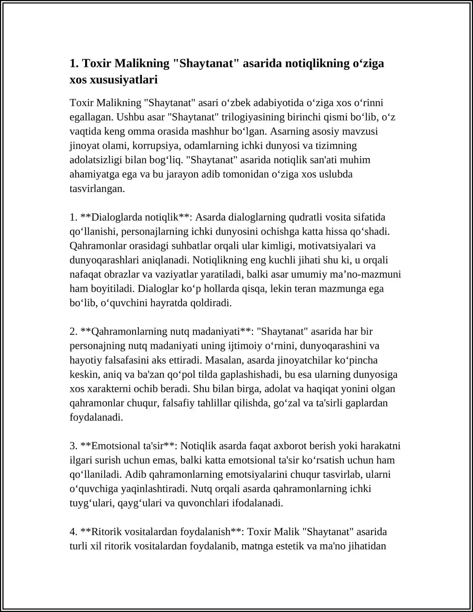 TOXIR MALIKNING SHAYTANAT ASARIDA NOTIQLIK MAHORATI VA NUTQ ODOBI 4