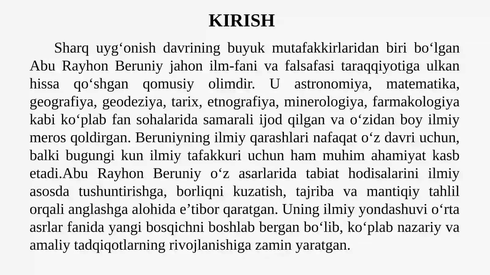 Abu Rayhon Beruniy Ilmiy va Falsafiy Merosi 4