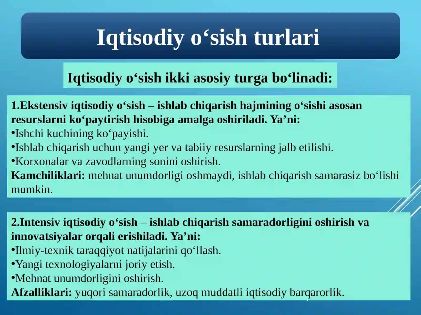 Iqtisodiy o‘sishning umumiy tavsifi va modellari 4