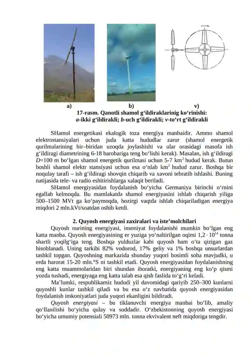 SHamol va Quyosh Energiyalari Zaxiralari 4