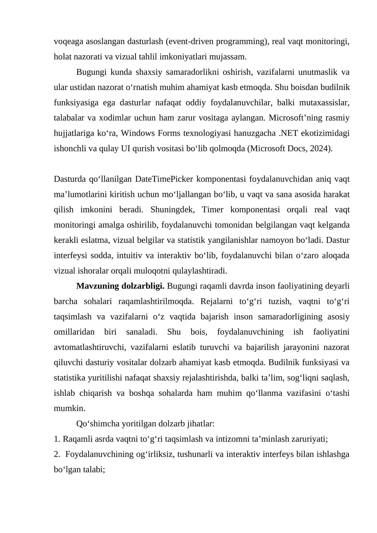DataTimePicker komponentasi yordamida dastur yaratish 4