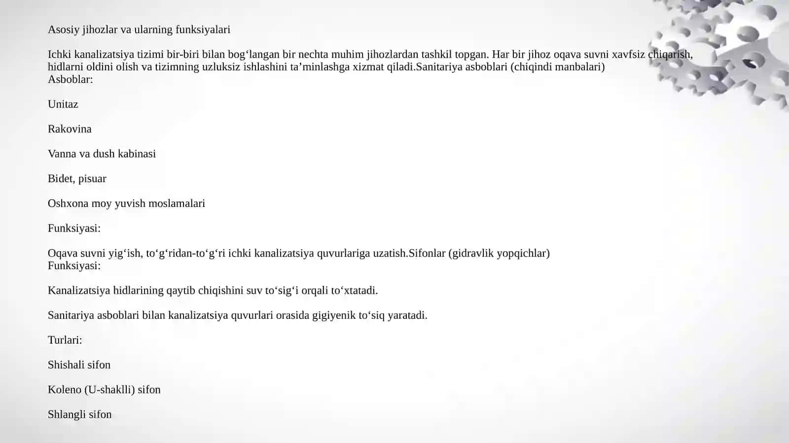 Ichki kanalizatsiyaning uskunalari 4