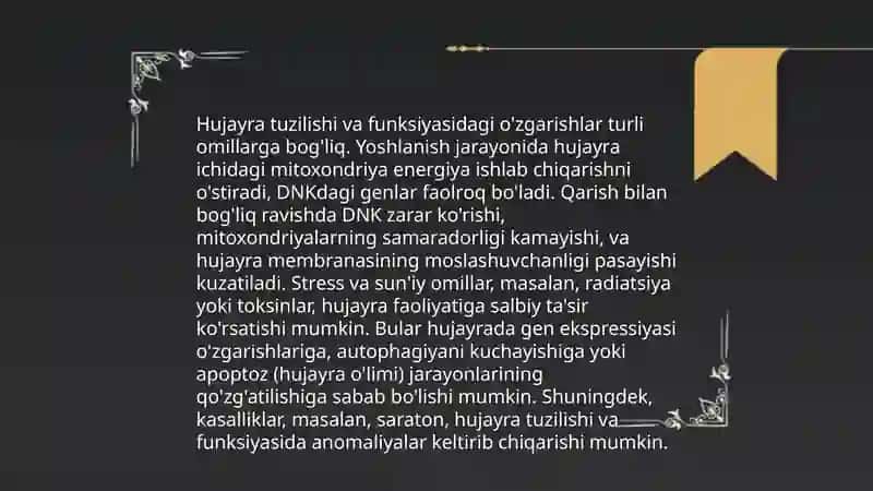 Hujayra potologiyasida uning kelib chiqish sabablari 4