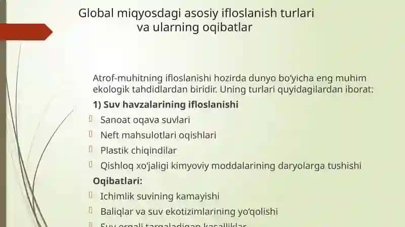 Atrof-muhitning ifloslanishi– global ekologik muammo 4