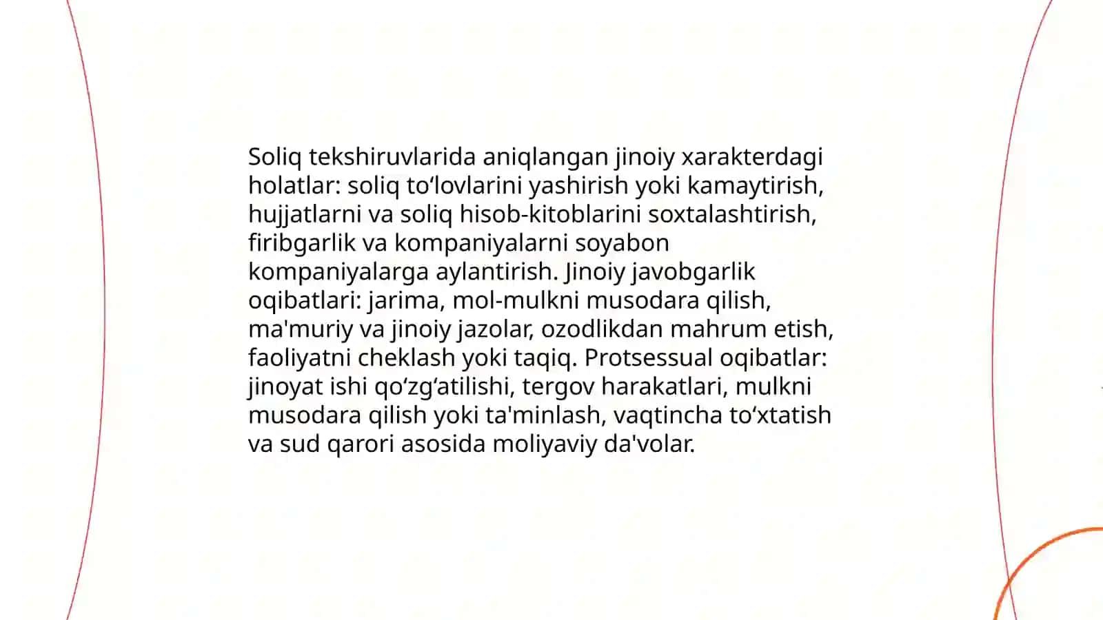Soliq tekshiruvlarining va soliq nazorati boshqa choralarining huquqiy oqibatlari 4