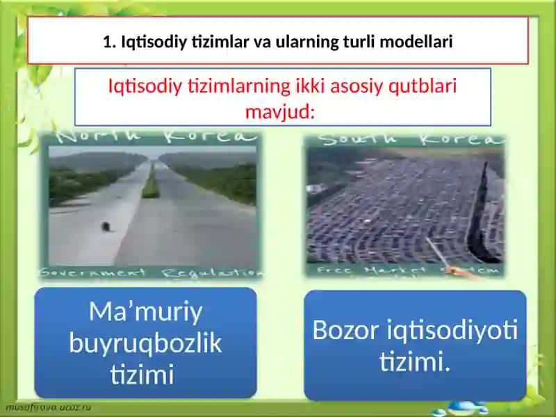 Iqtisodiy tizimlar vaularning turlari modellari 4