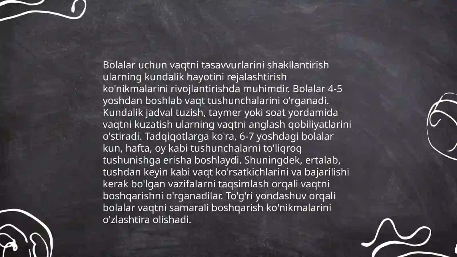 Vaqt tasavvurlarini shakllantirish 4