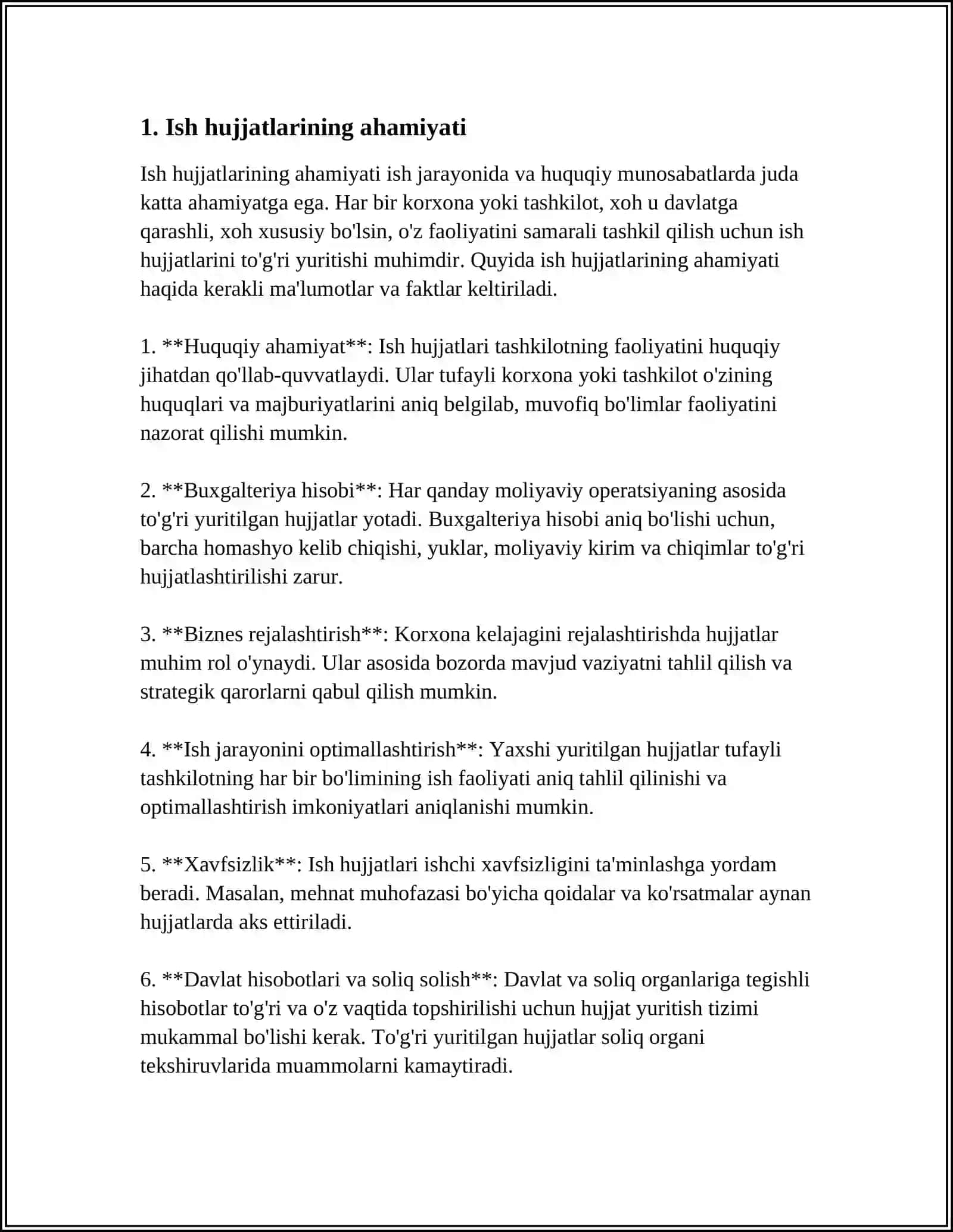 ISH HUJJATLARI VA ULARGA QÒYILADIGAN ASOSIY TALABLAR 4