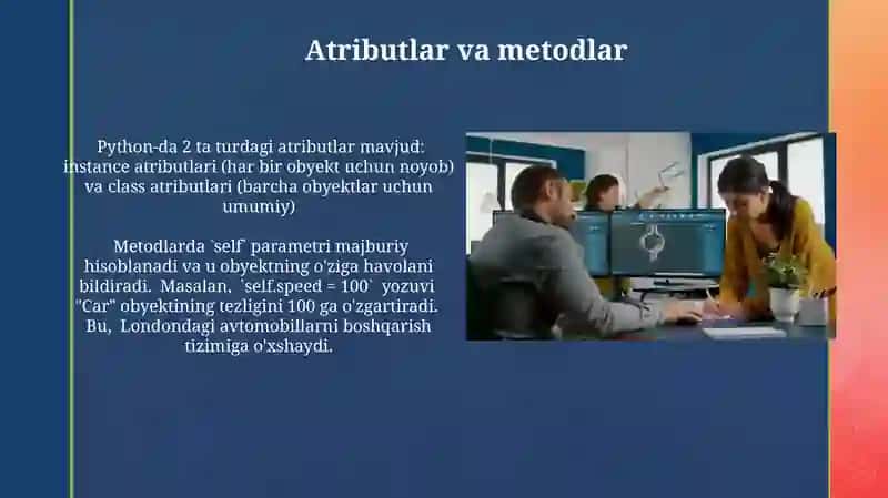 Pythonda sinflar va obyektlar yaratish 4