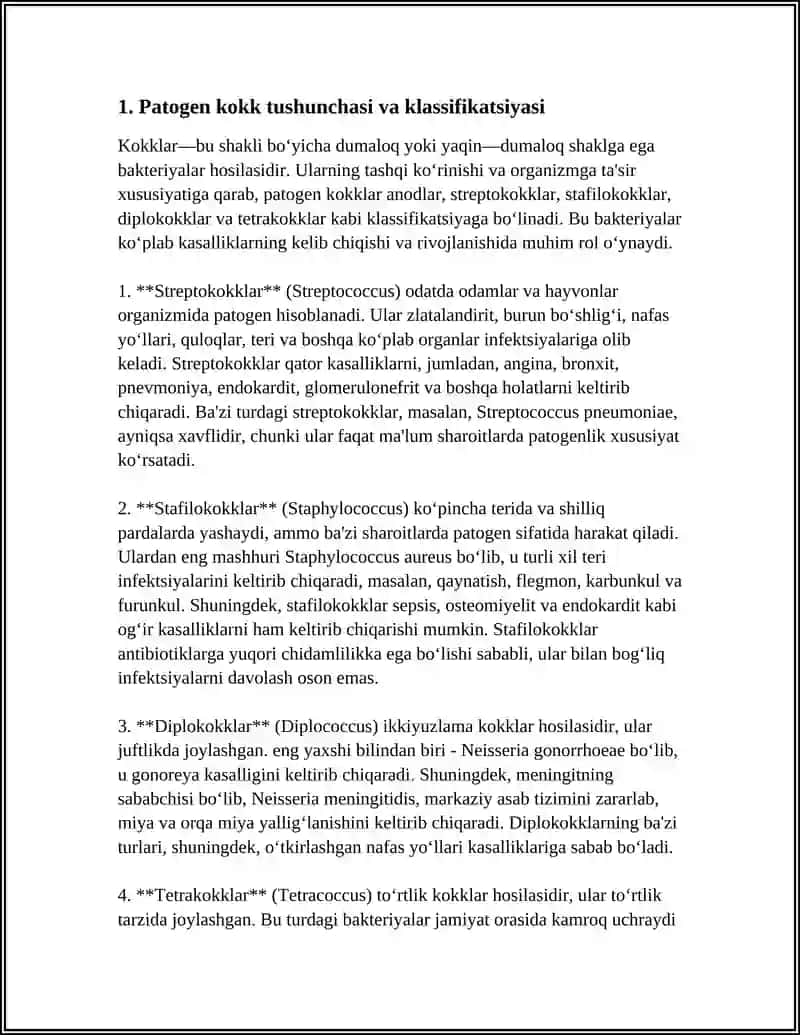 PADOGEN KOKKLAR VA ULARNI KELTIRIB CHIQARADIGAN KASALLIKLAR HAQIDA TUSHUNCHA 4