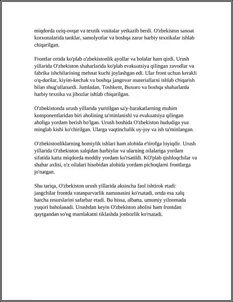 O'ZBEKISTONLIK JANGCHILARNING FRONTLARDAGI FAOLIYATI 4