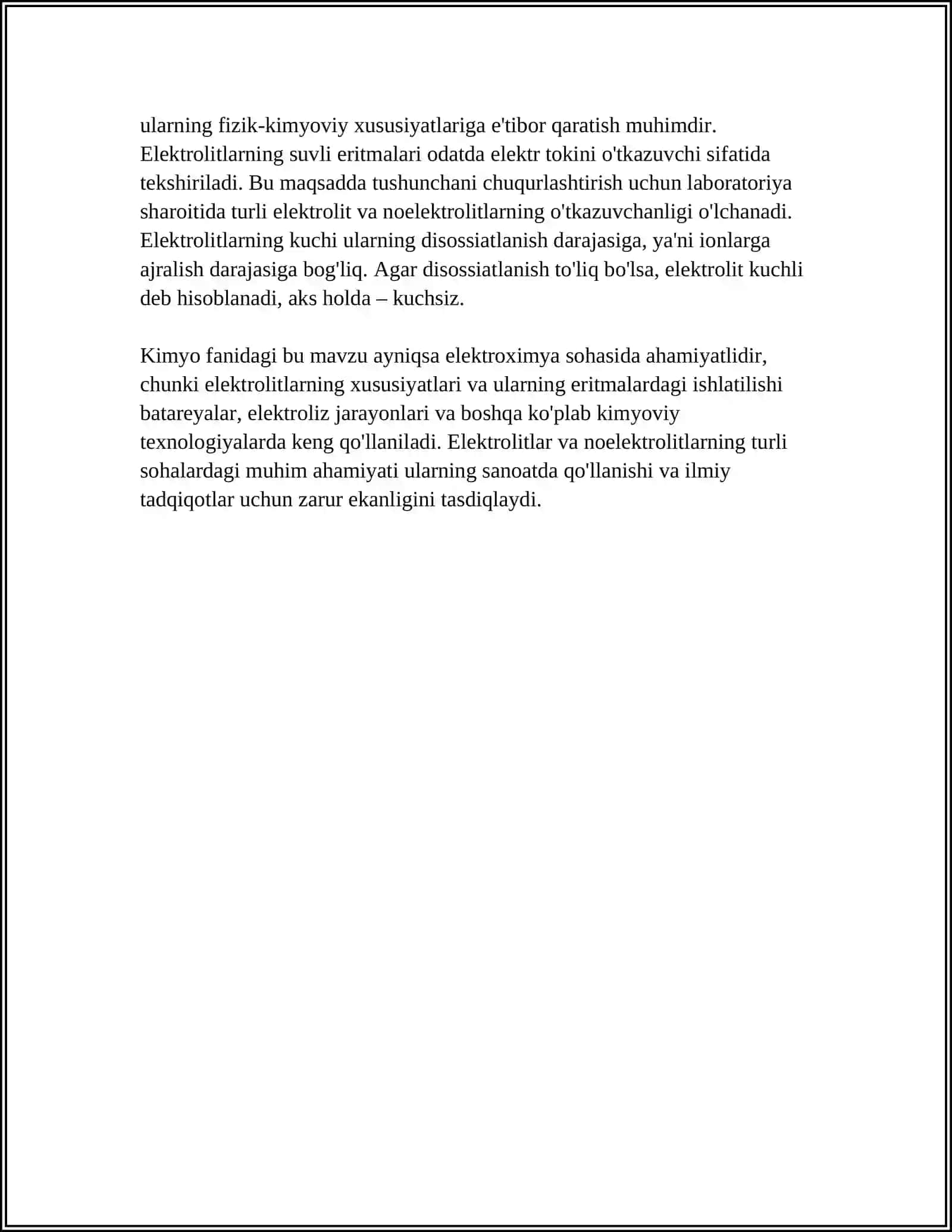 ORGANIZMNING BIOLOGIK SUYUQLUKLARI ELEKTROLIT VA NOELEKTROLITLAR ERITMALARI SIFATIDA 4