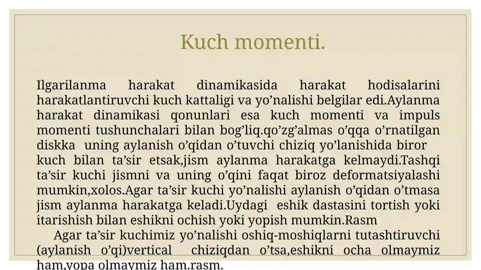Qattiq jism aylana harakat dinamikasining asosiy qonuni 4