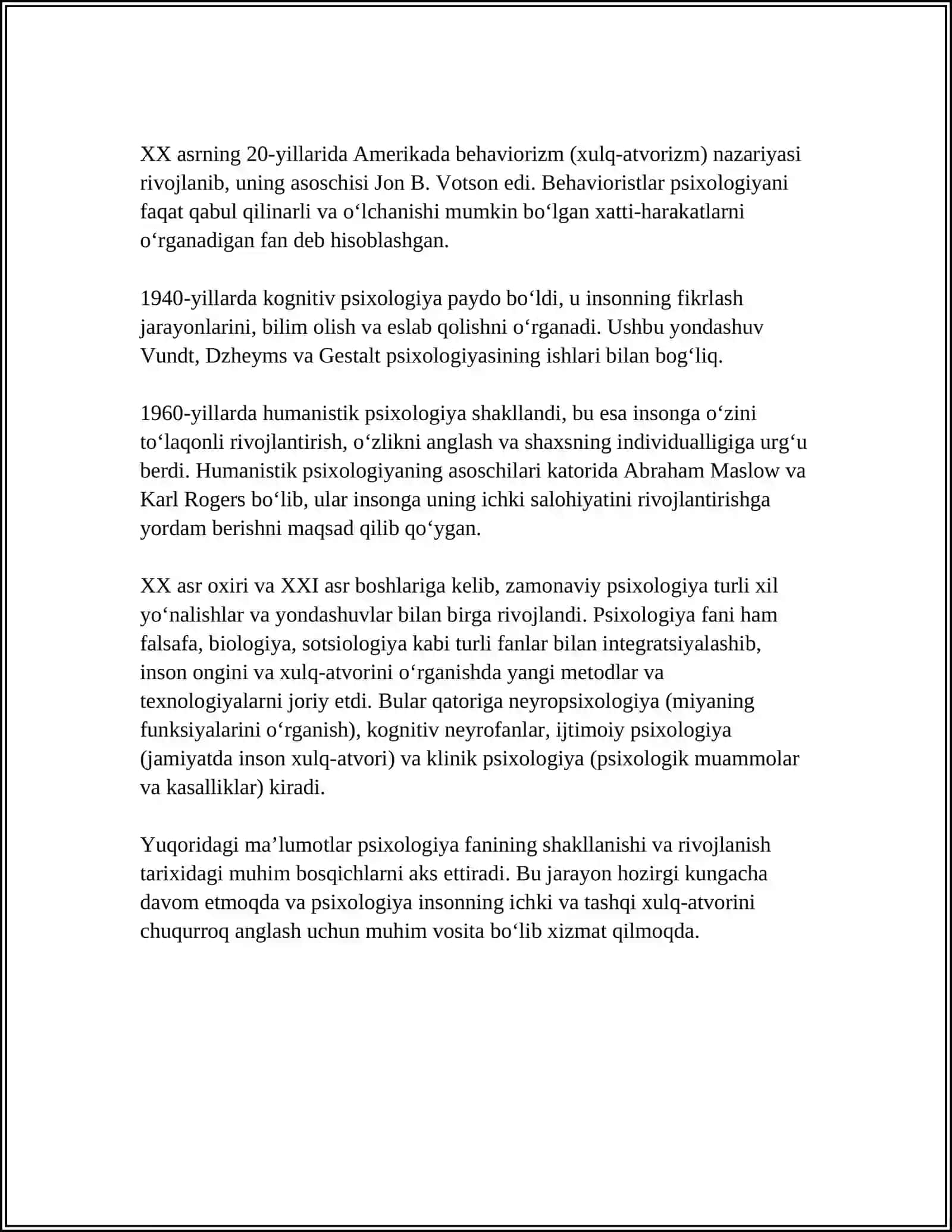 PSIXOLOLOGIYA FANINING PREDMETI VA RIVOJLANISH TARIXI 4