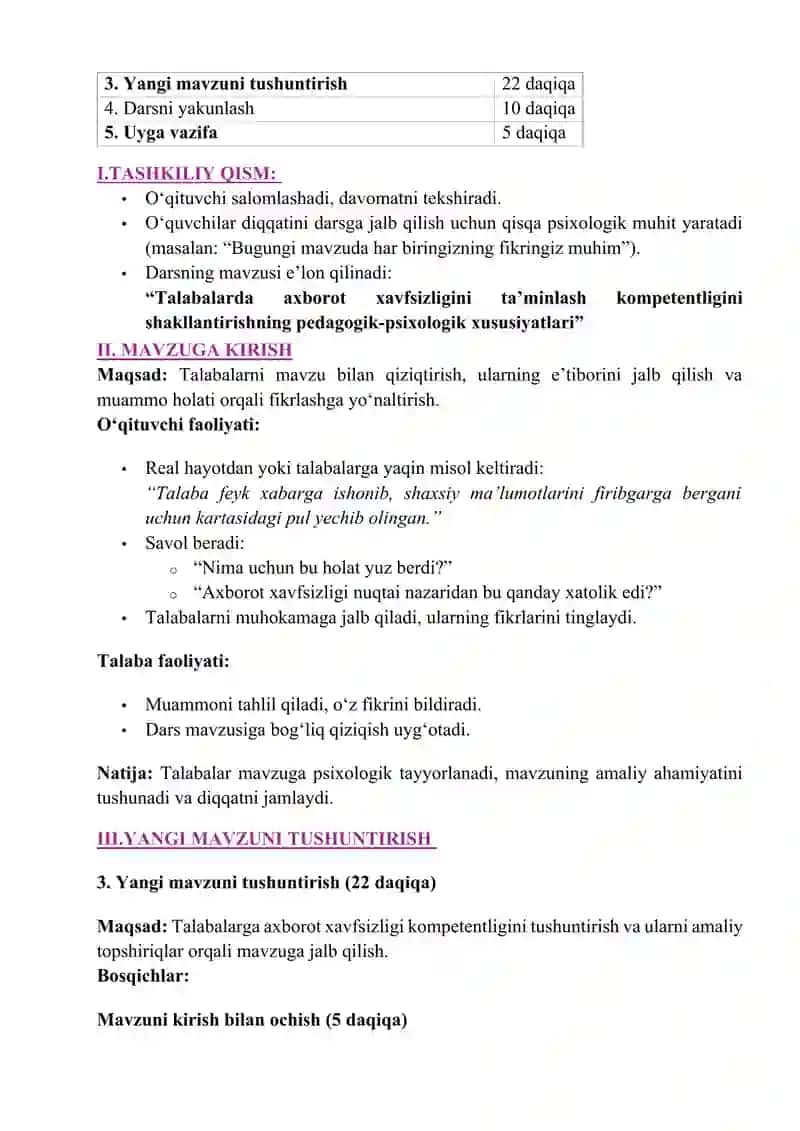 MAVZU: “Talabalarda axborot xavfsizligi taminlash kompetentligini taʼminlashning pedagogik psixologi 4