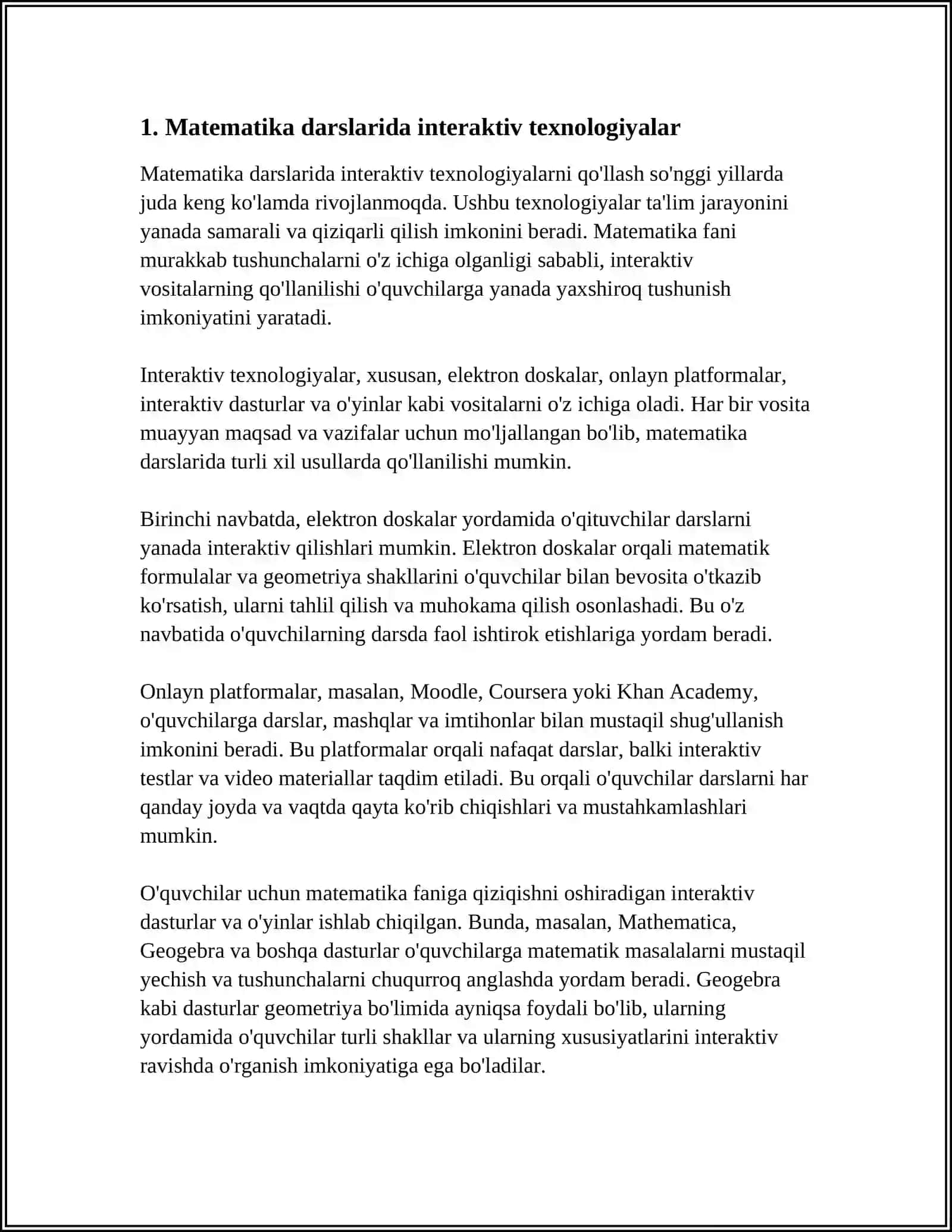 MATEMATIKA DARSLARIDA QO'LLANADIGAN INNAVATSIYA 4