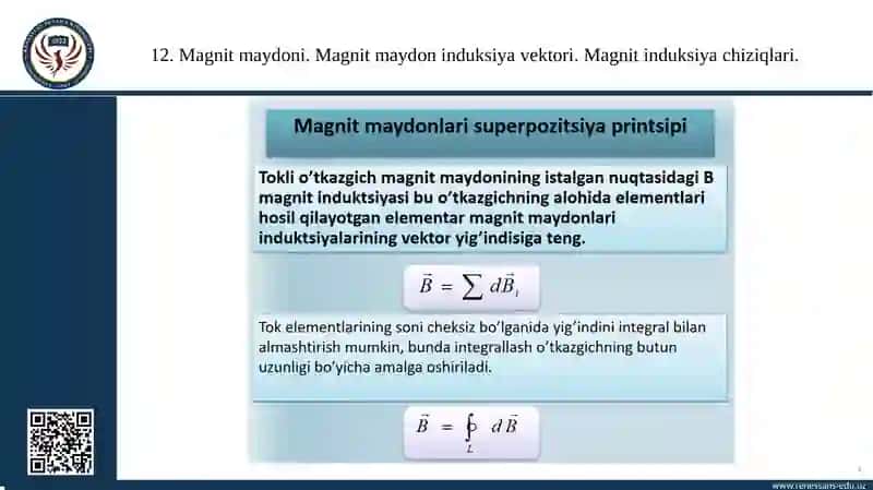 Masofaviy ta'lim uchun quvontent: Magnit maydoni. Magnit maydon induksiya vektori. Magnit induksiya chiziqlari 4