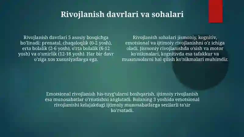 Rivojlanish psixologiyasiga kirish va unga oid nazaryalar 4
