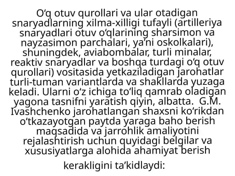 O‘qli jarohatlarning bitishidagi o‘ziga xos xususiyatlar 4