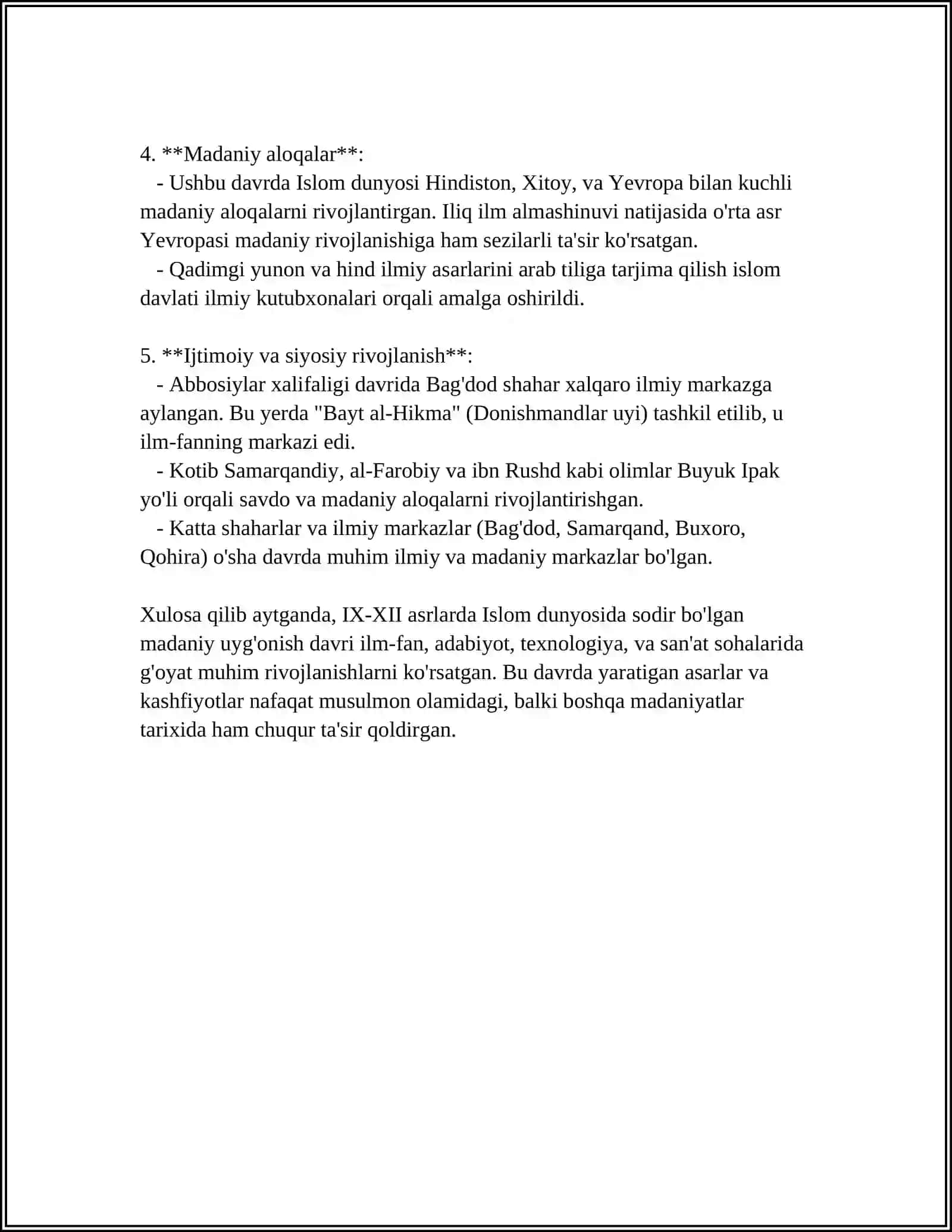 IX-XII ASRLARDA MAMLAKATIMIZ HUDUDIDA ROʻY BERGAN MADANIY UYGʻONISH (RENESSANS) 4