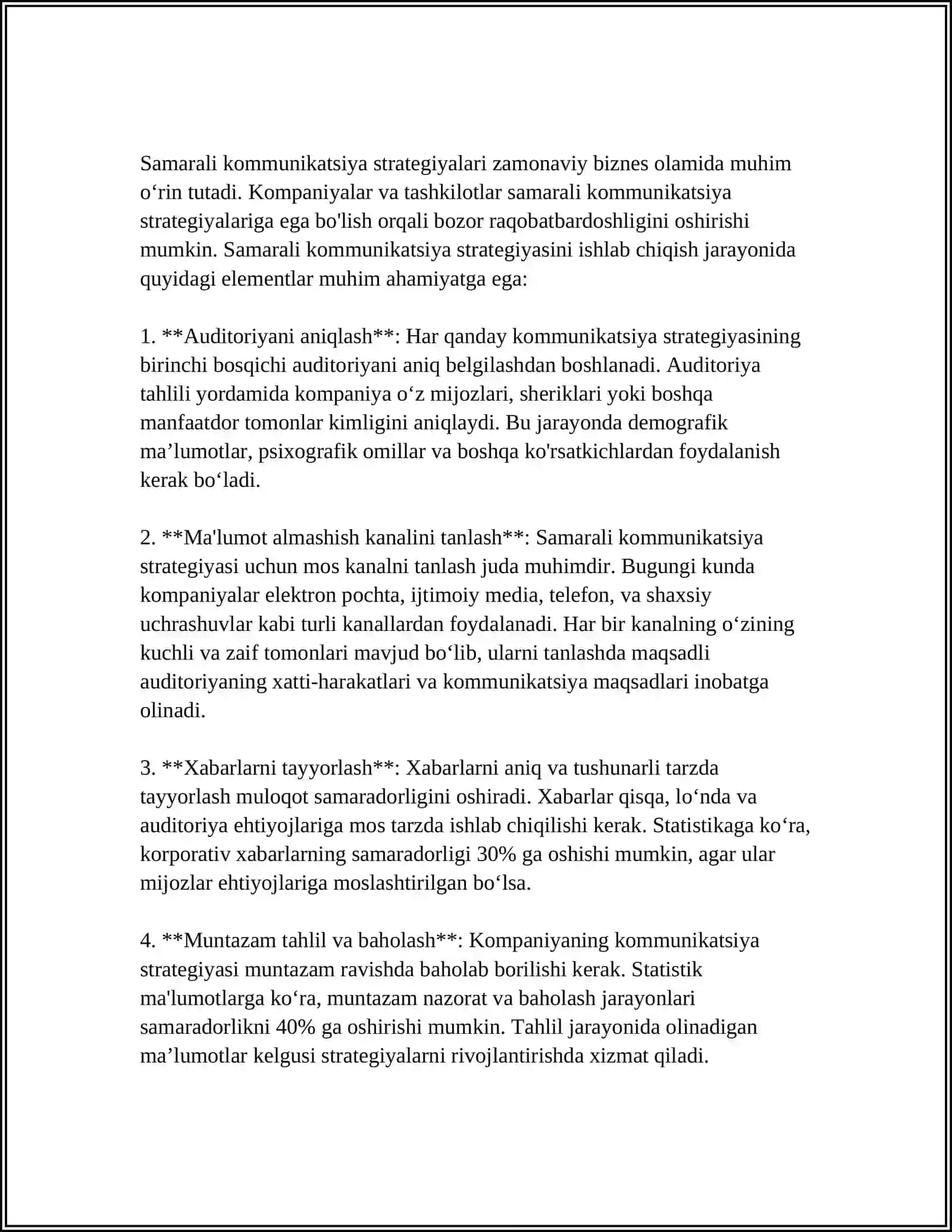 MUSTAQIL ISH Mavzu: PEDAGOGIK FAOLIYATDA MULOQOT 4