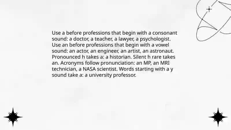 Professions and jobs.Articles: a and an 4