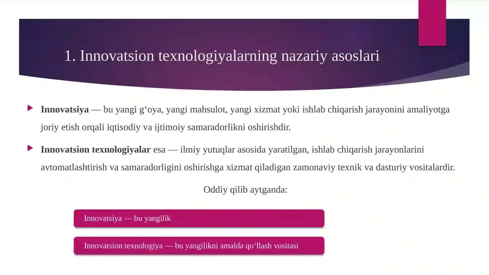 INNOVATSION TEXNALOGIYALARNI SANOAT TARMOQLARIGA JORIY ETISH 4