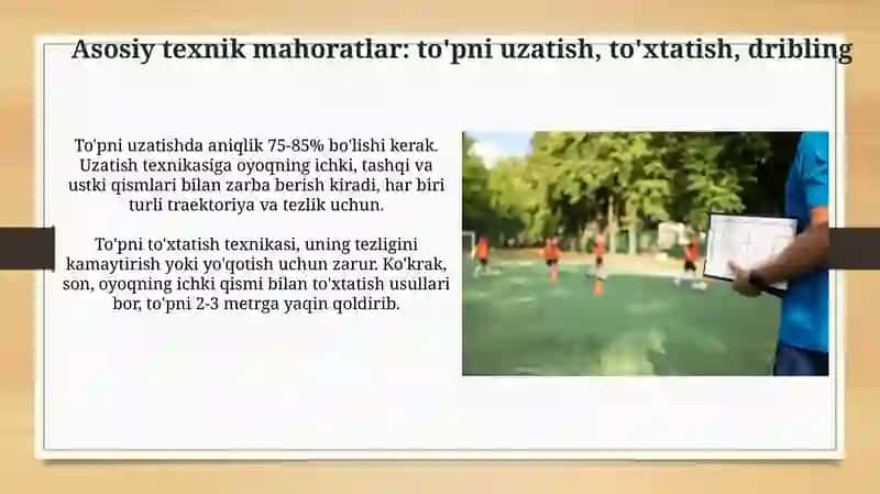 Para fudbolda texnika va taktikaning tansifi 4
