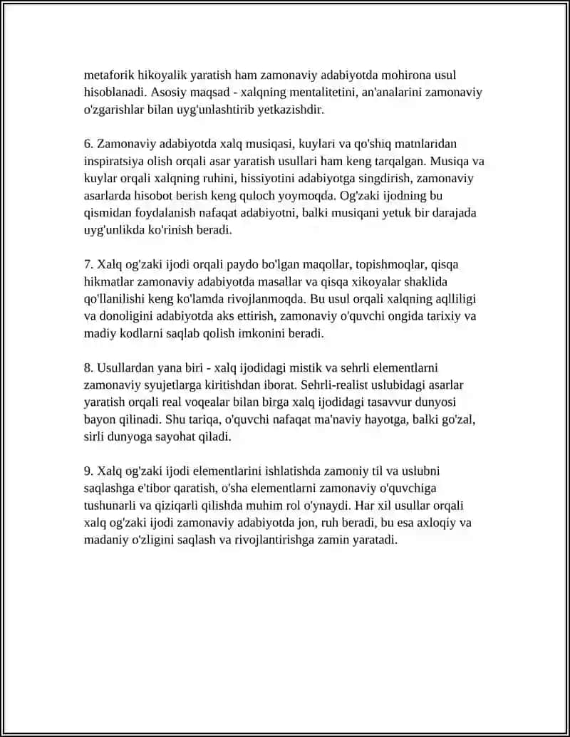 INDIVIDUAL IJODKORNING XALQ OG'ZAKI IJODIDAN FOYDALANISH MAHORATI 4