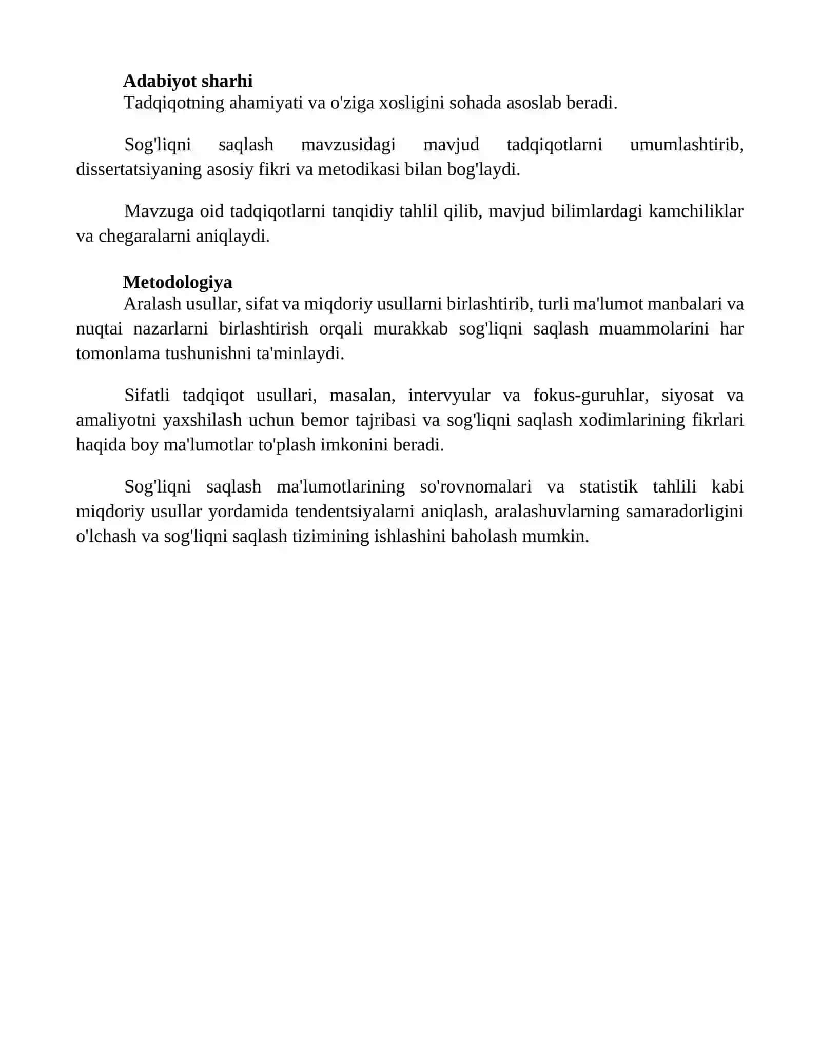 Sog'liqni saqlash mavzusida referat 4