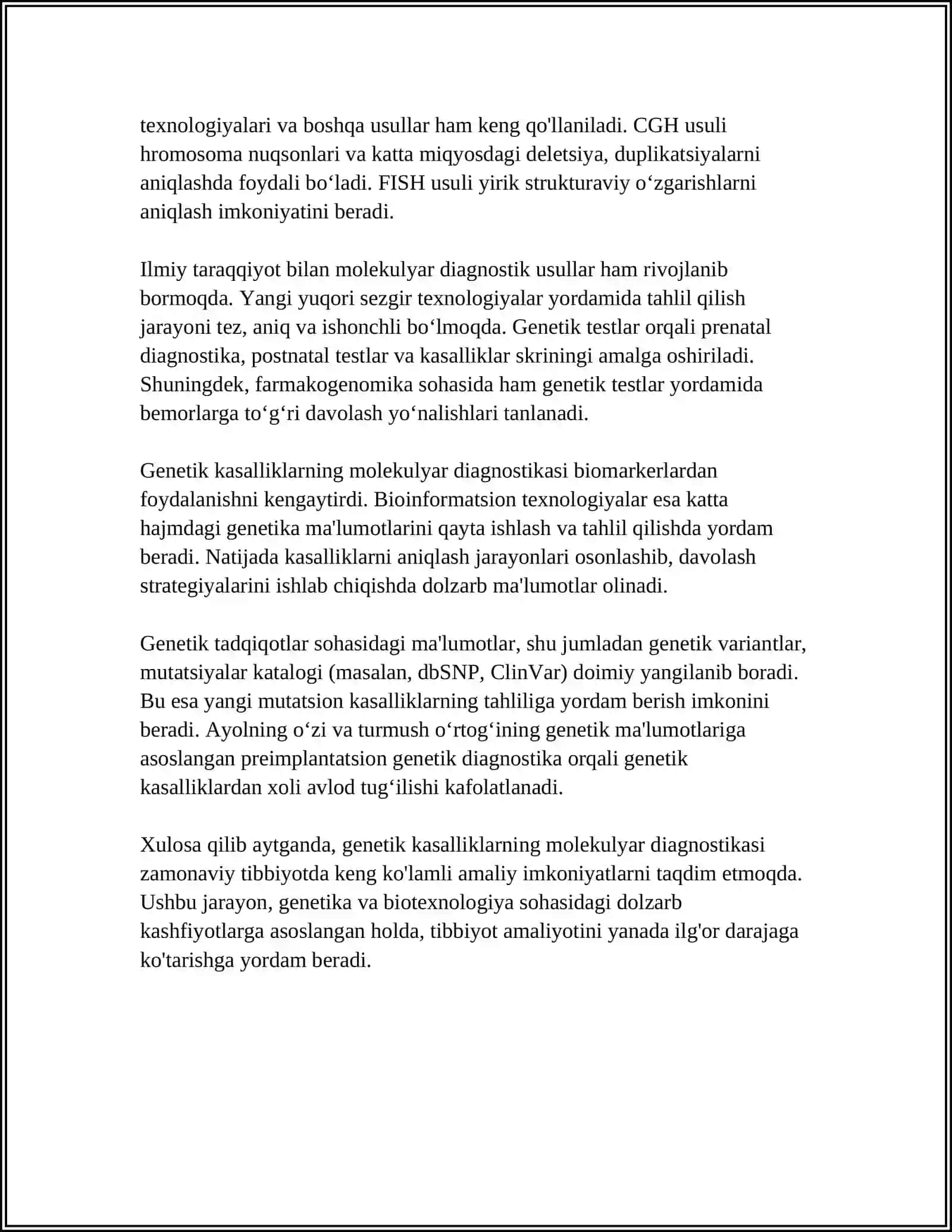 GENETIK XASTALIKLARNING MOLEKULYAR DIAGNOSTIKASI ASOSLARI 4