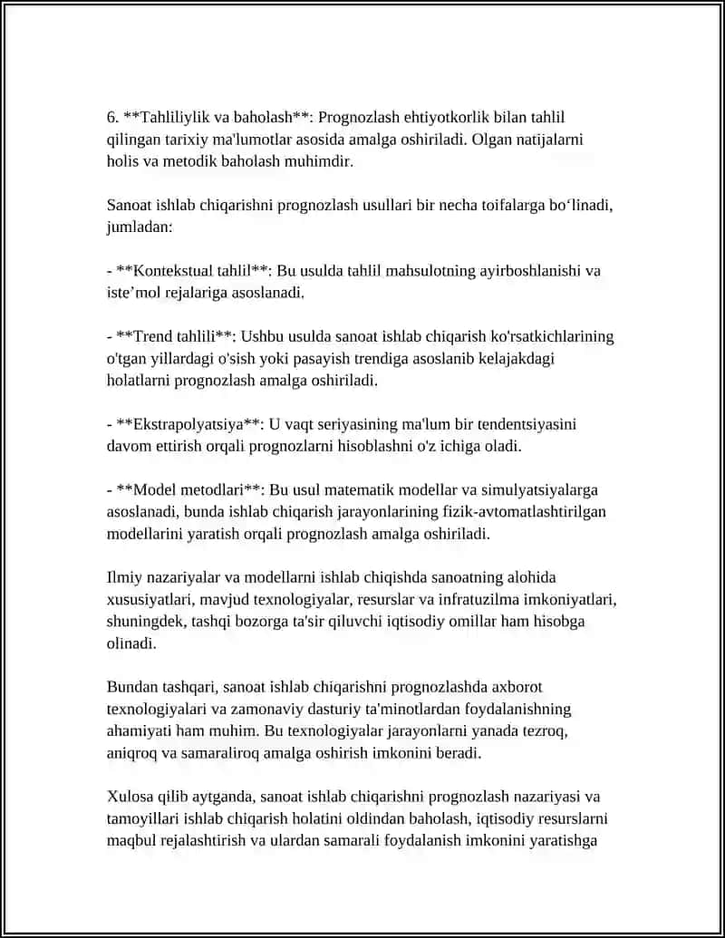 Sanoat Ishlab Chiqarishni Prognozlashning Usullari va Amaliyoti 4