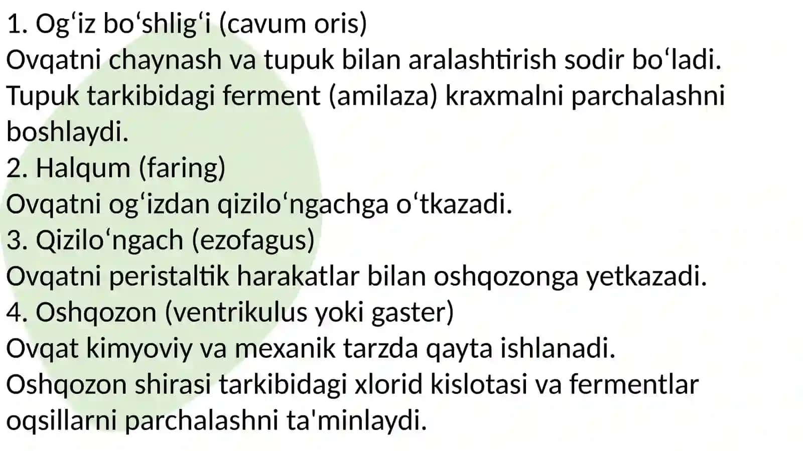 Ovqathazmqilisha'zolaritiziminibaholash 4