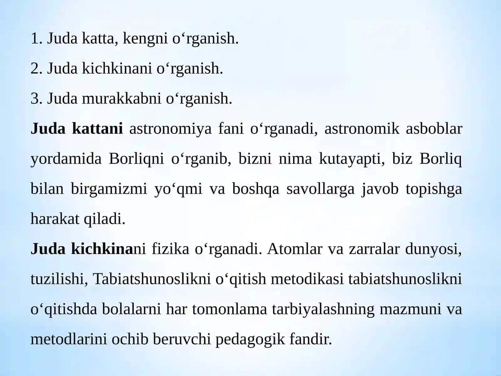 Tabiatshunoslikni o‘qitish metodikasi 4