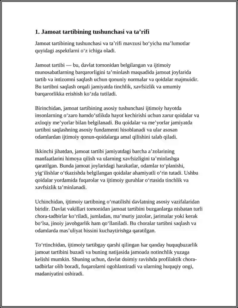JAMOAT TARTIBI:TUSHUNCHASI TARIFI,OʻZIGA XOS XUSUSIYATLARI 4