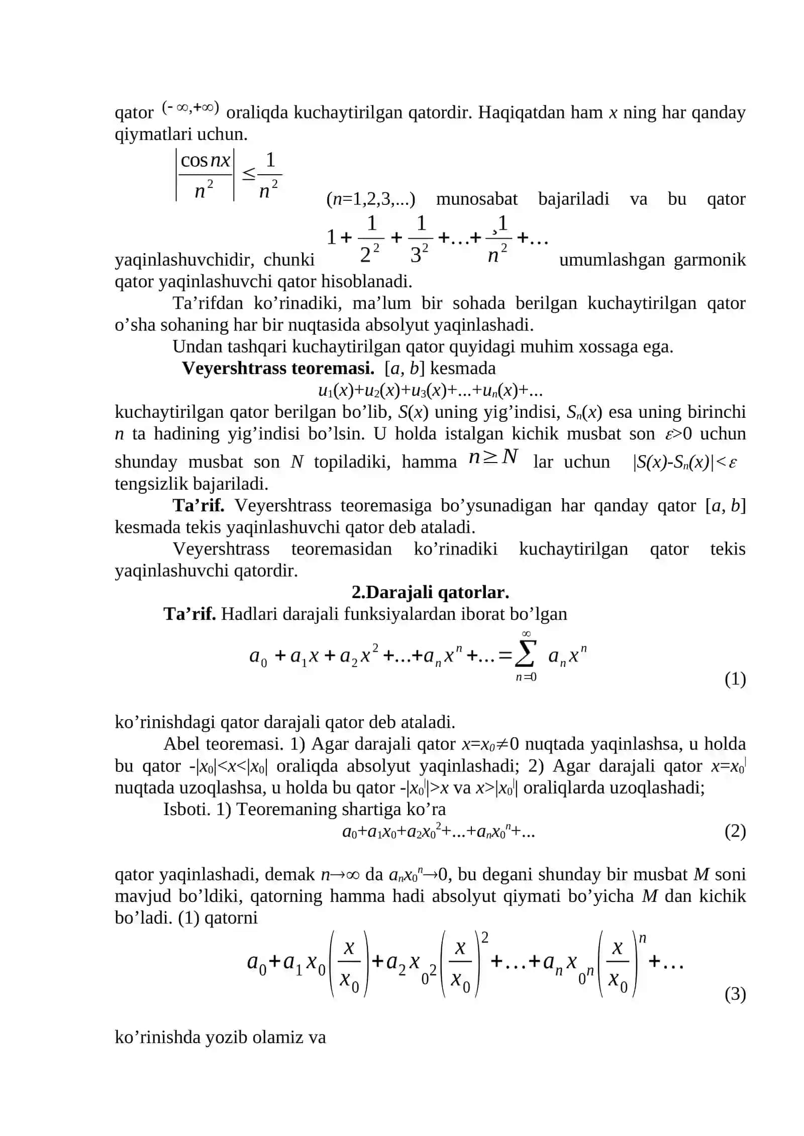 FUNKSIONAL QATOR. YAQINLASHISH SOHASI. DARAJALI QATOR. YAQINLASHISH RADIUSI 4
