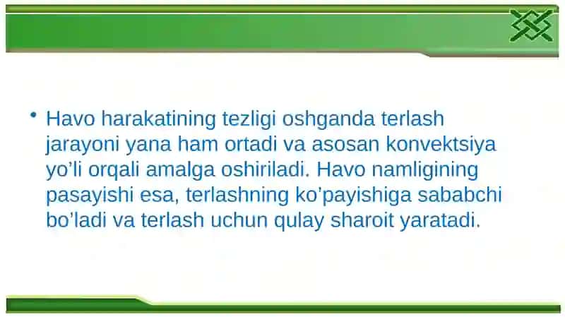 Mikroiqlimning organik kimyoviy va fiziologik jarayonlari 4