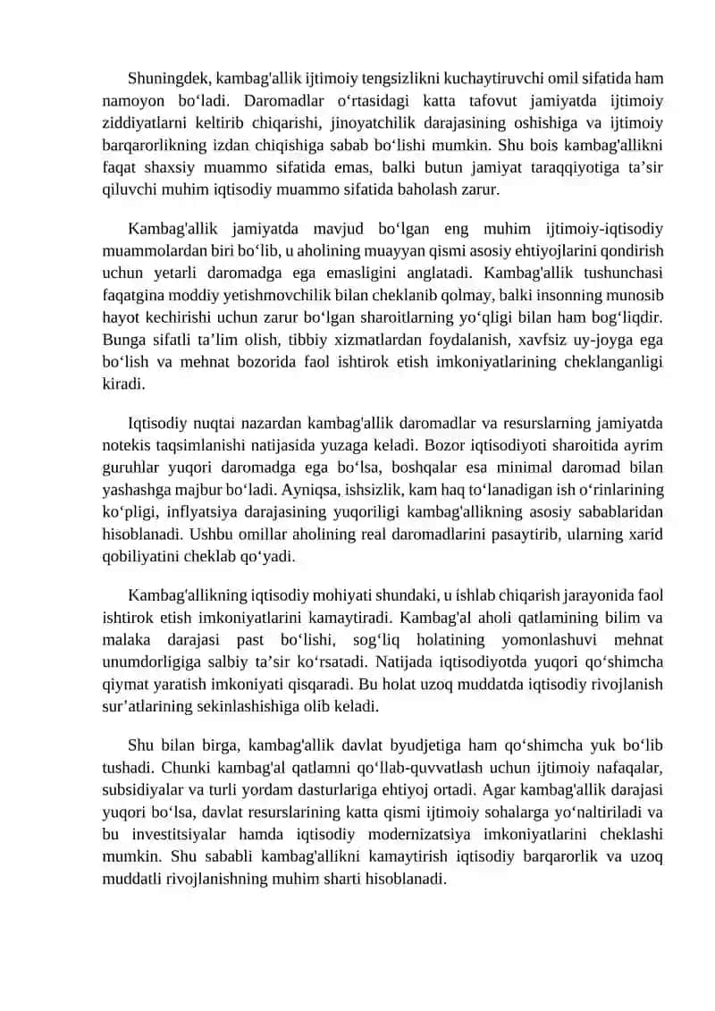 Kambag'allikni statistik baholash 4