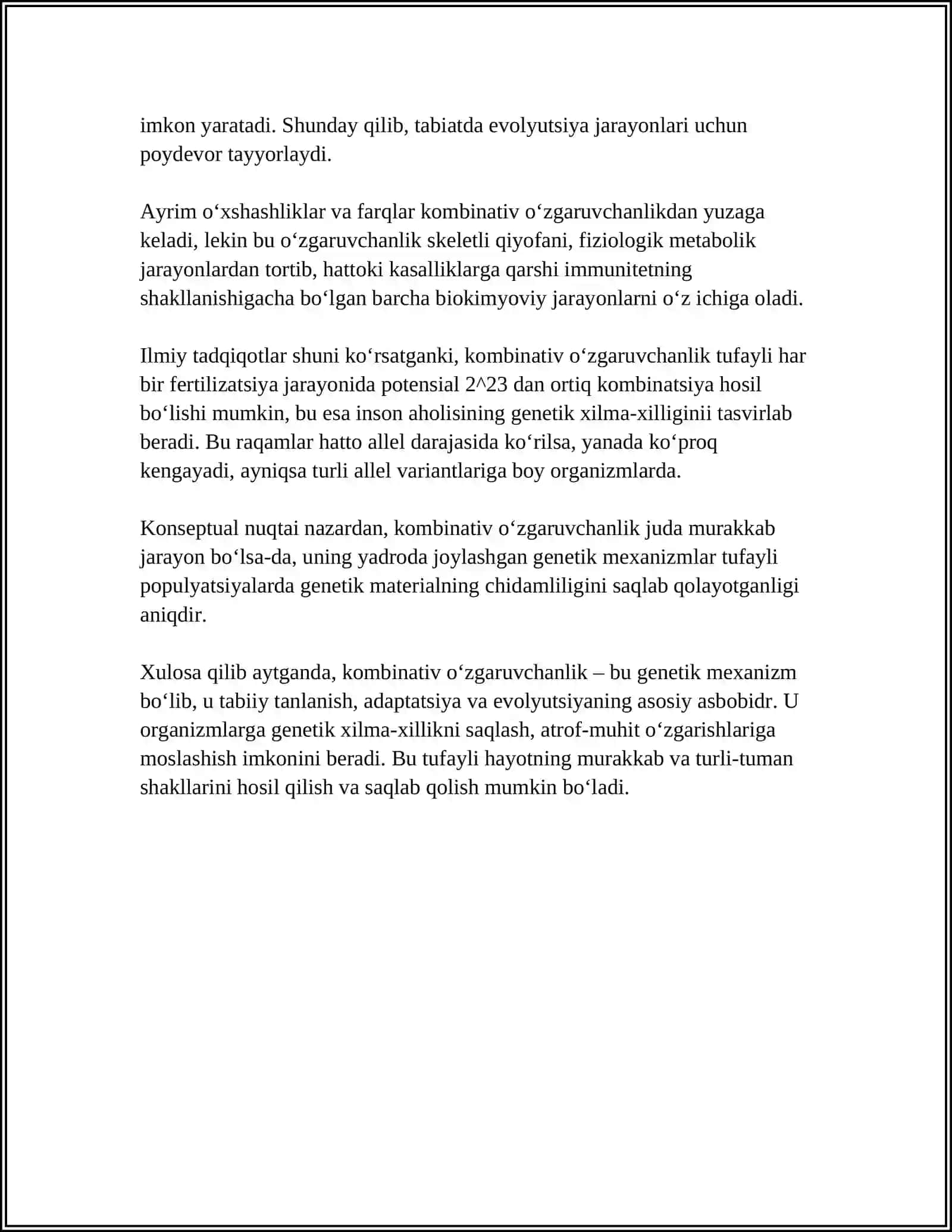 KOMBINATIV VA REKOMBINATIV O‘ZGARUVCHANLIK 4