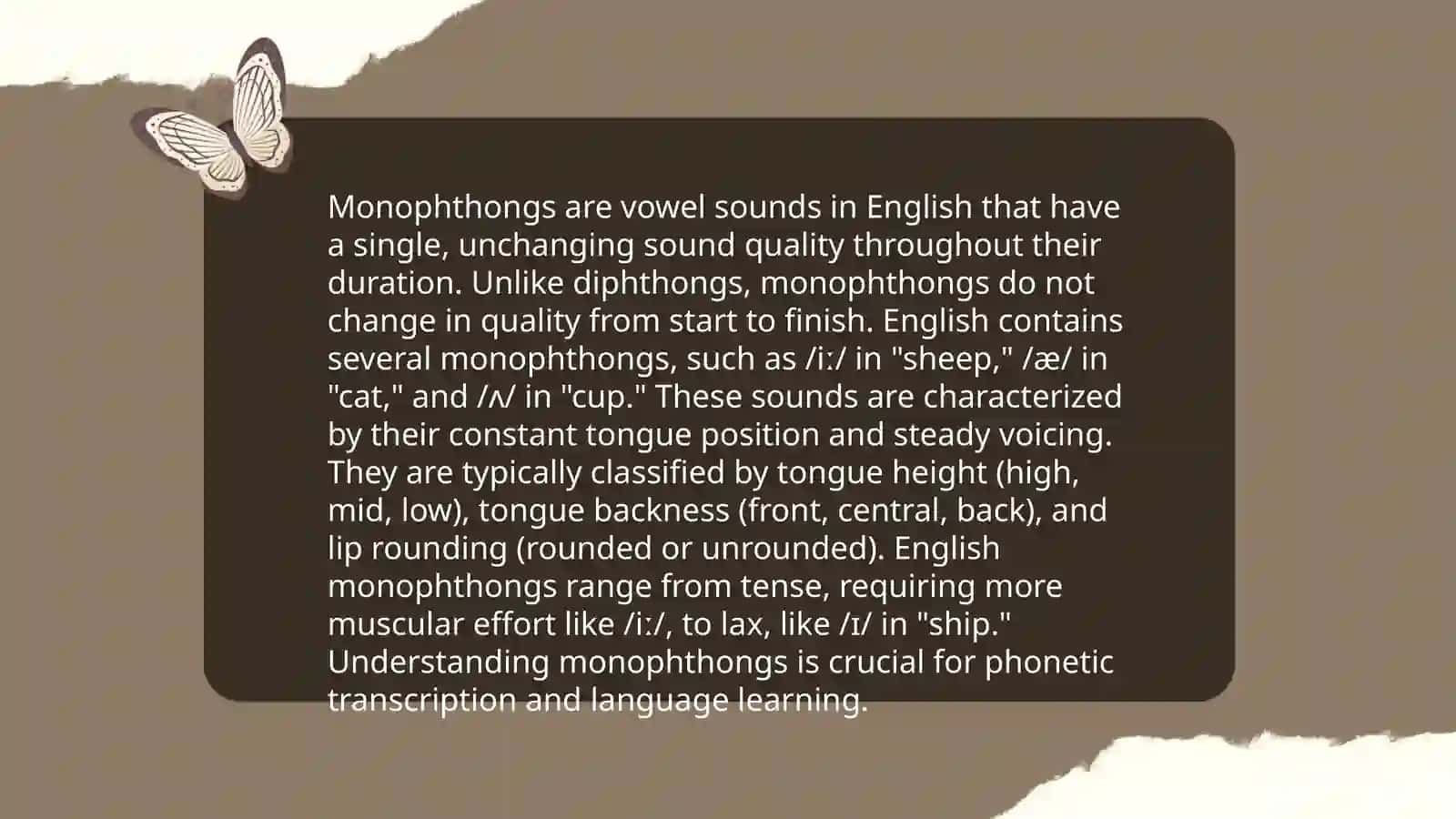 Classifications of Monophthongs 4